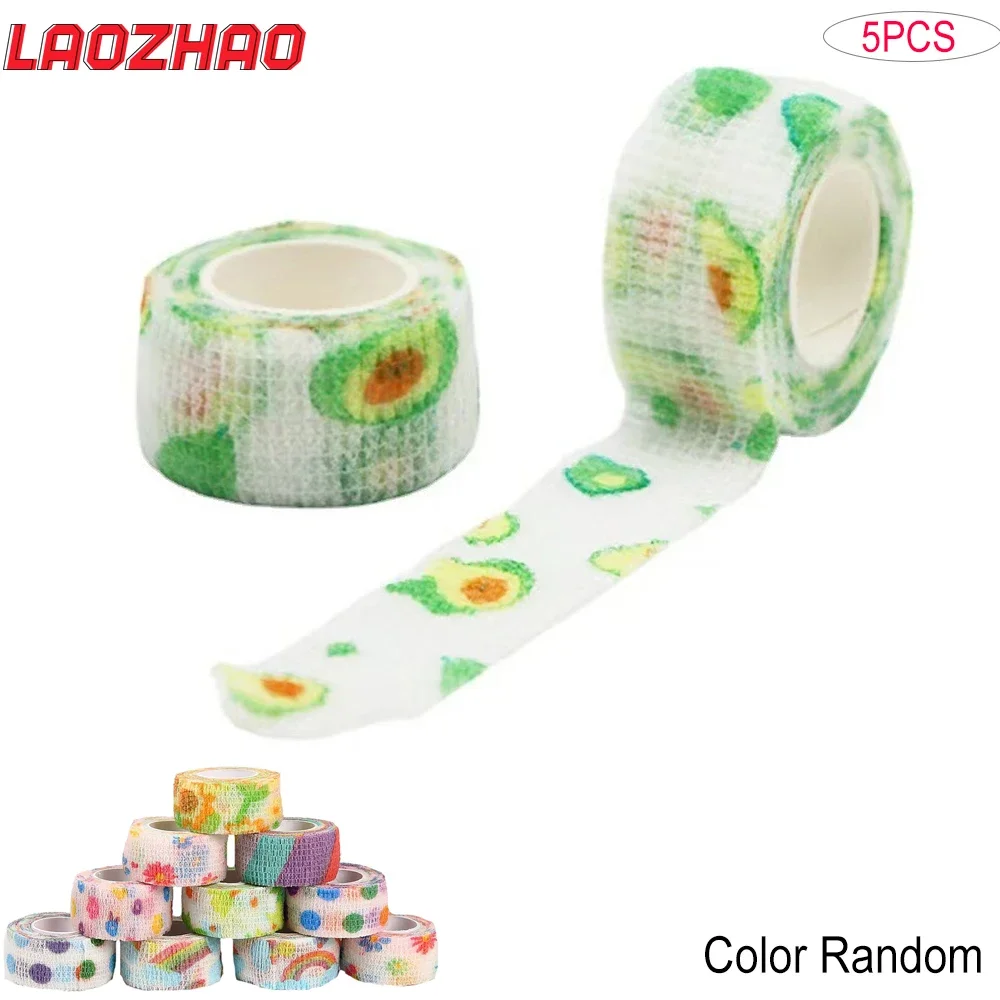 5Pcs/Lot 2.5cm Colorful Wide Self Adhesive Bandage Breathable Cohesive Bandage Wrap Rolls Elastic Self-Adherent Tape for Sports