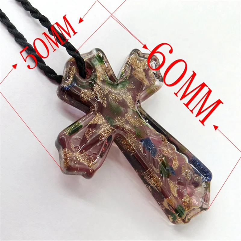 New Murano Glass Pendants For Women Men 3D Cross Colorful Pendant Necklaces Handmade Glass Jewelry Fit Daily Party Girls Gifts