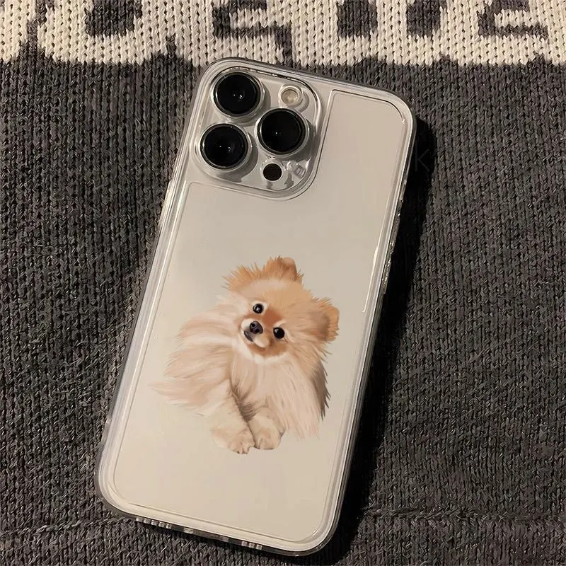 

Pomeranian Cute Lying Transparent Phone Case Suitable for iPhone 17 16 15 14 13 12 11 Pro/Max/Plus Anti Drop and Anti Shock