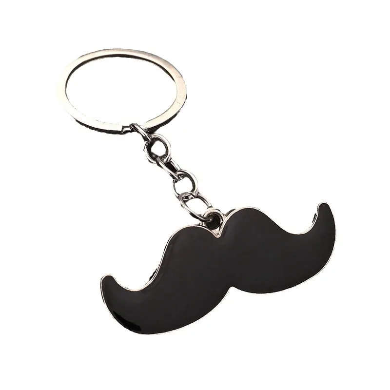 Llavero con diseño interesante, llavero con bigote, llavero artístico con patrón de barba clásico para caballeros, joyería para hombre, regalo para novio