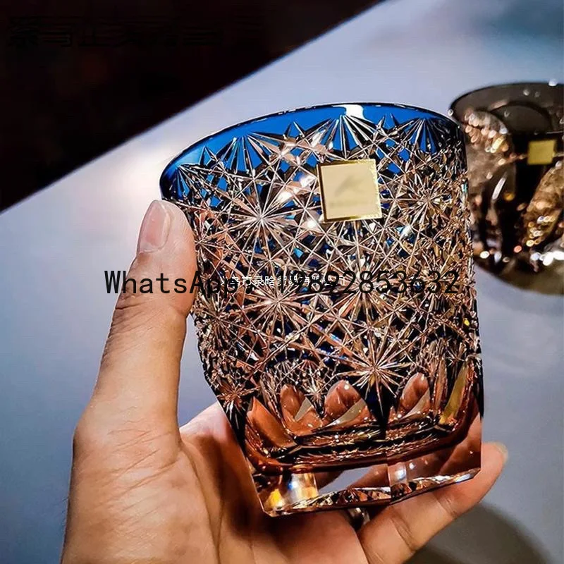 

Zz high-end blue daisy crystal glass - instagrammable, luxurious whiskey glass, premium spirits glass