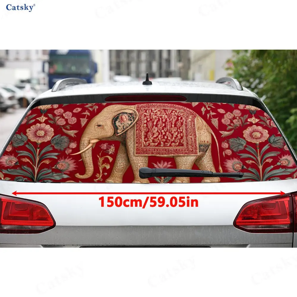 Floral Elephant Car Rear Window Decal, Waterproof Self-adhesive & Anti-scratch Auto Vinyl Wraps Sticker, Auto Decoration, Cool V