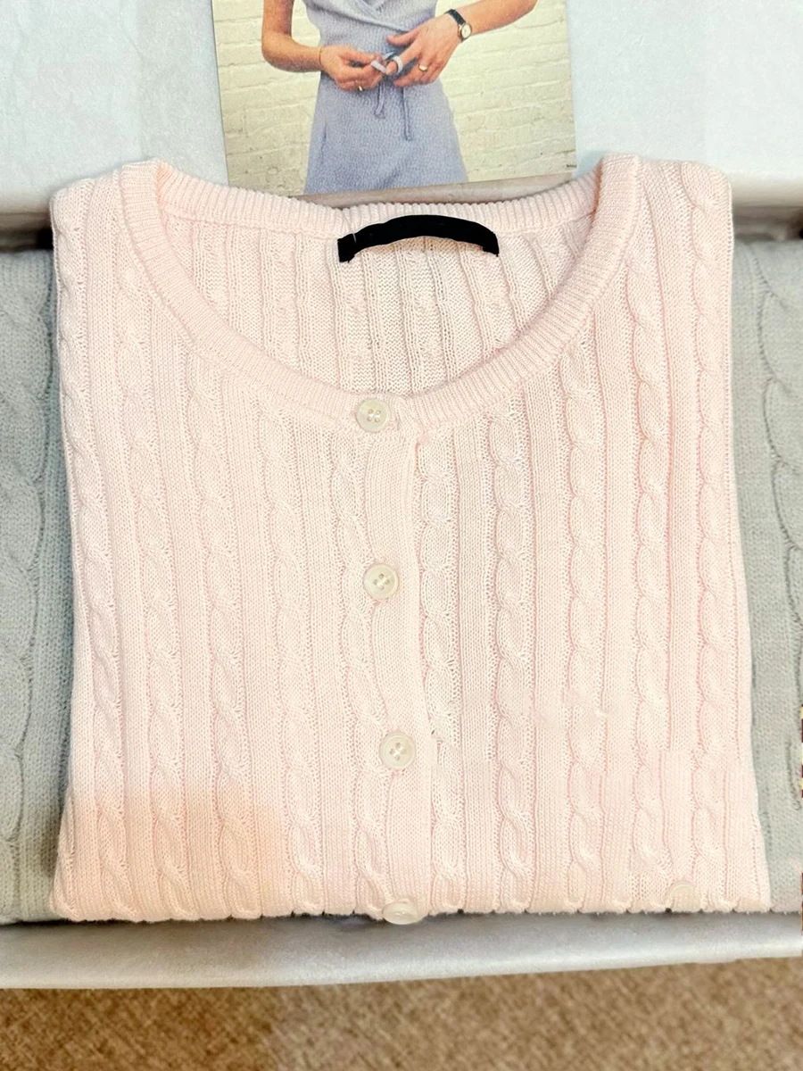 المرأة تويست زهرة الوردي ضئيلة سترة قصيرة الخريف جديد طاقم الرقبة واحدة الصدر تريكو الحلو شيك متماسكة سترة طويلة الأكمام #6