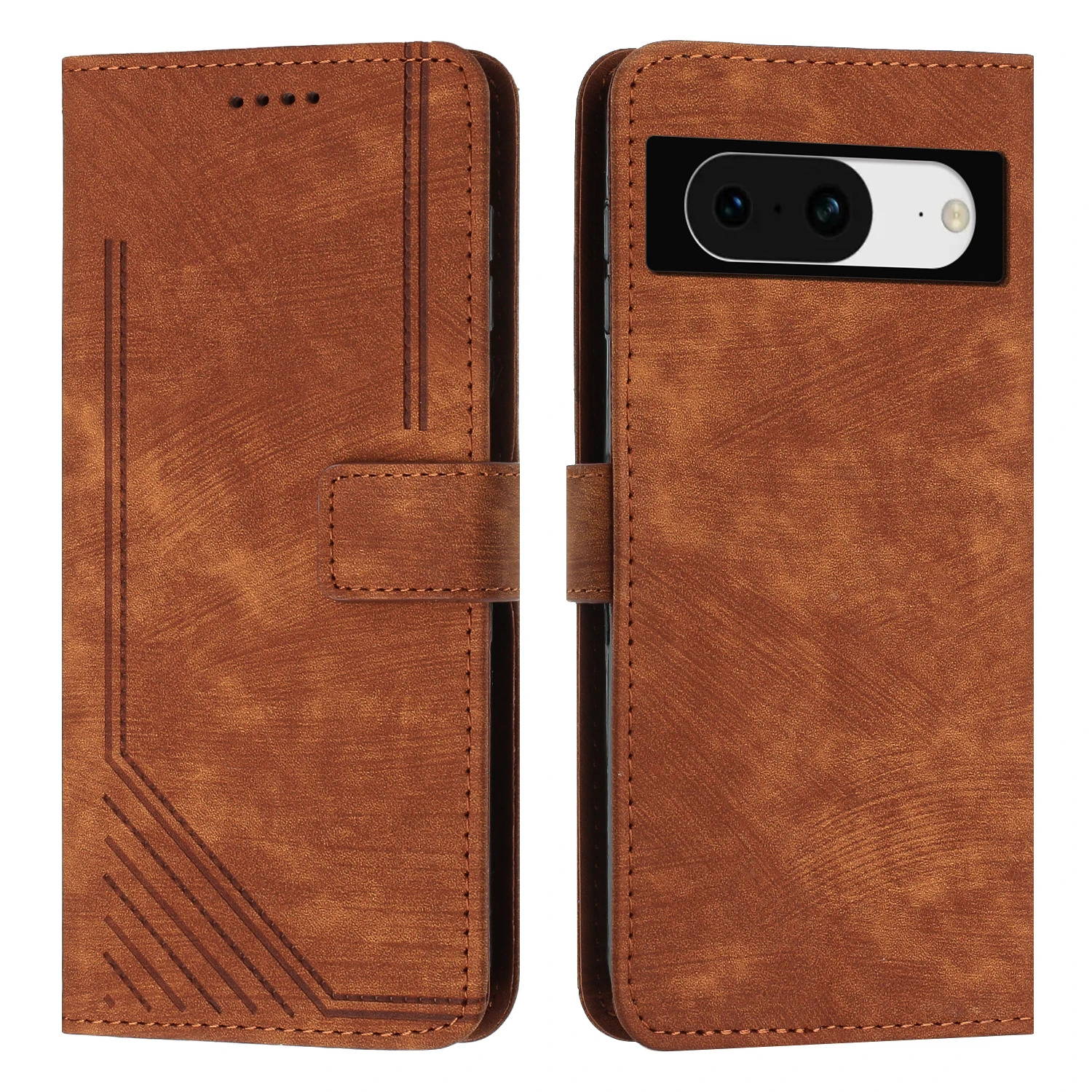 Para google pixel 8/pixel 8a/pixel 8 pro caso pele sensação linha termos silicone clamshell capa de couro