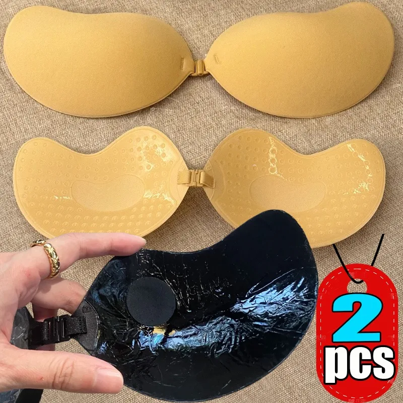 Manga invisível sem alças silicone capas de mamilo para as mulheres novo sutiã de verão remendos de peito fita push up sutiãs lingerie sem costura sutiãs
