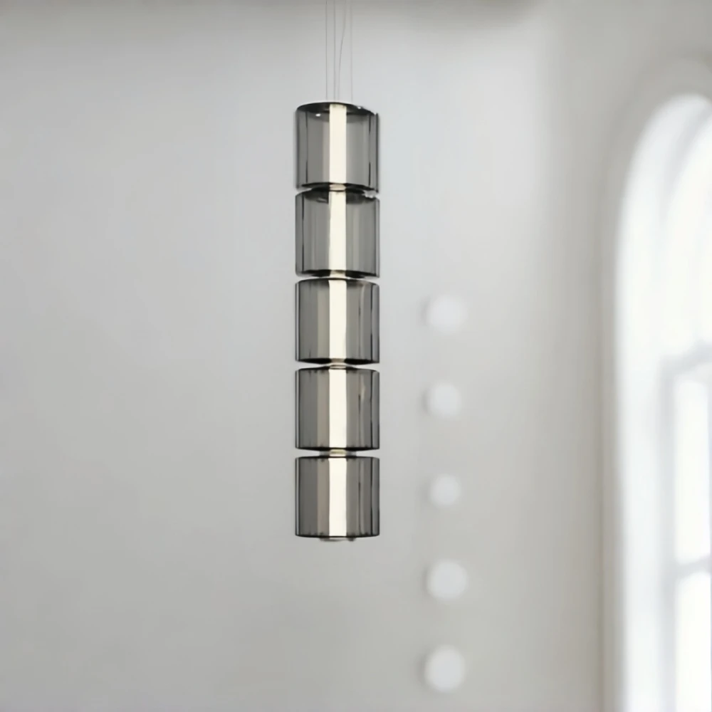 Italian Smoke Gray Long Glass Pendant Lamps Modern Led Hanging Light For Dining Living Room Bar Stairscase Restaurant Chandelier