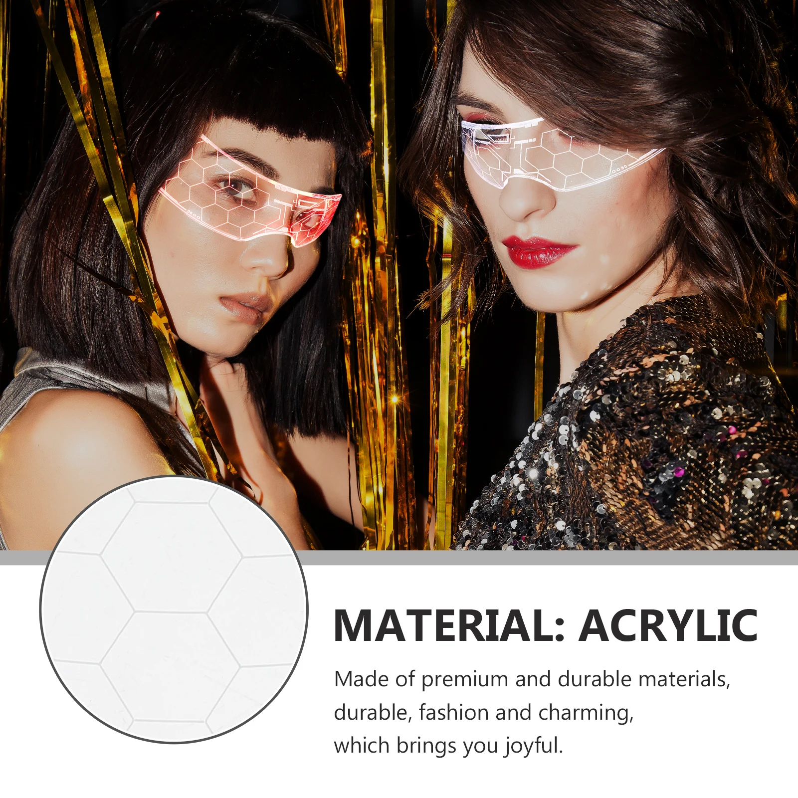 Lunettes lumineuses LED, 2 pièces, accessoires de danse, accessoires de mode, fournitures de lunettes lumineuses d'halloween, décorations de fête