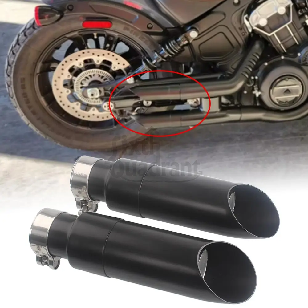 

Motorcycle Accessory For Indian Bobber Scout Clamps Rear Exhaust Pipes With Silencer Steel Alloy Dual-Outlet Exhaust Pipe 15-24