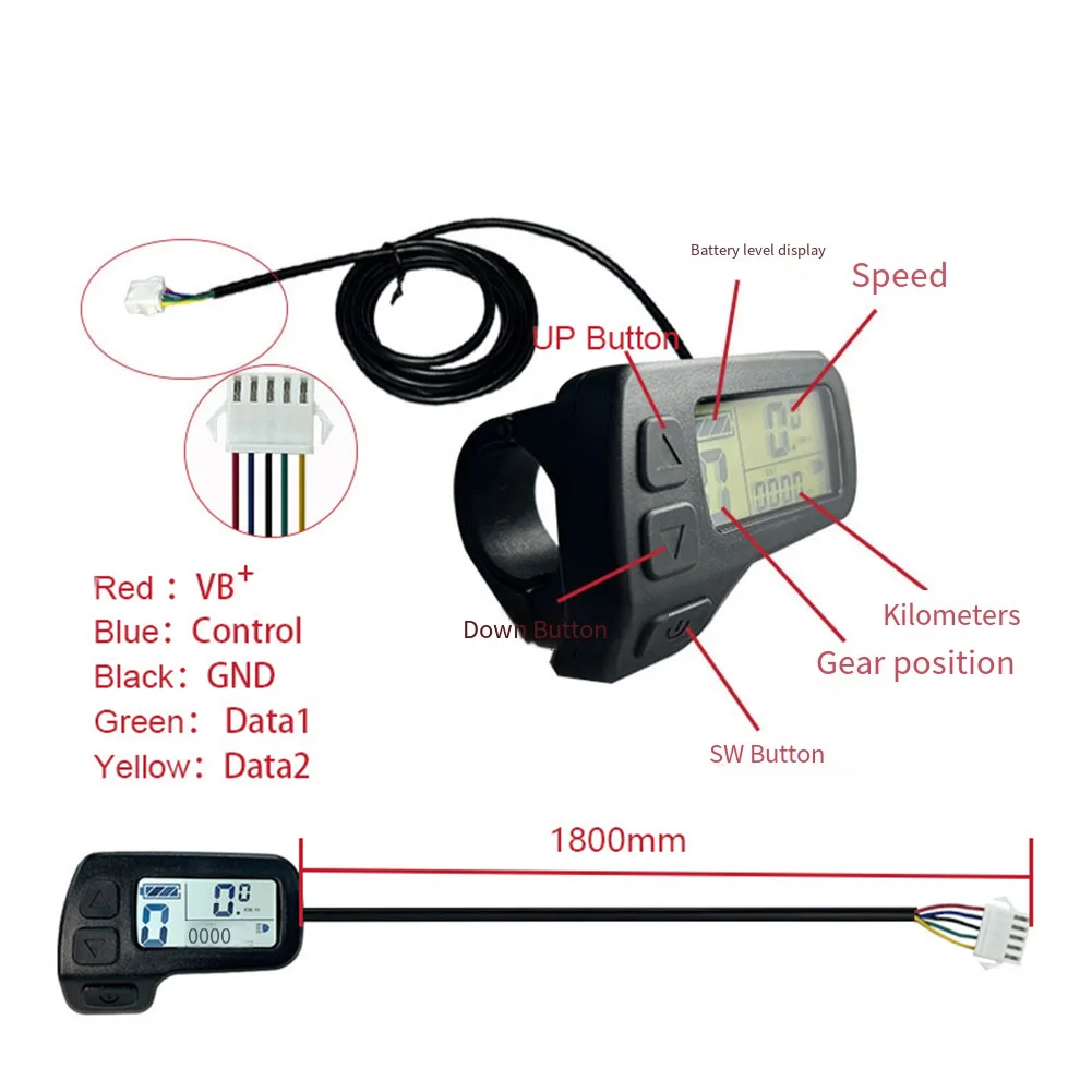 

Electric Bicycle LCD Display Panel with 5 Pin SM Connector Compatible for KT LCD11 Controller 36V 48V IP56 Waterproof