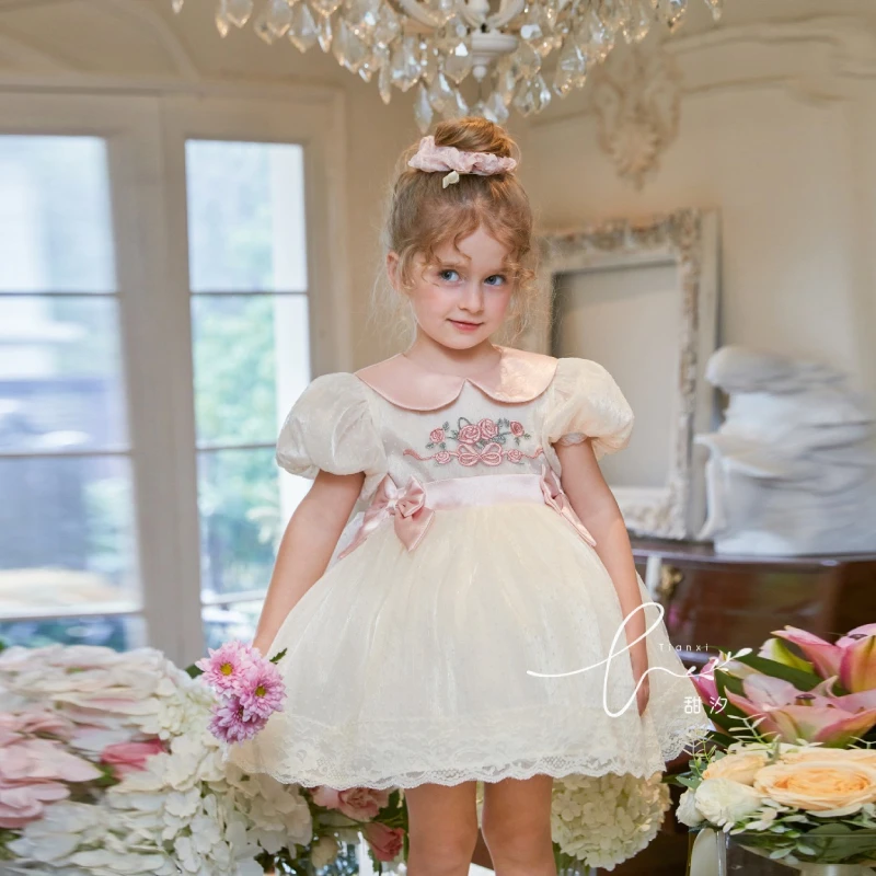 

Summer Sweet Doll Collar Embroidered Birthday Fluffy Dress Foreign Style