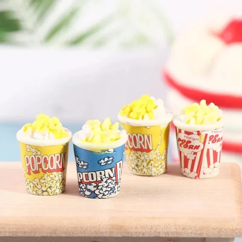 4PCS Miniatur Puppenhaus Popcorn Pretend Spielen Puppenhaus Simulation Essen