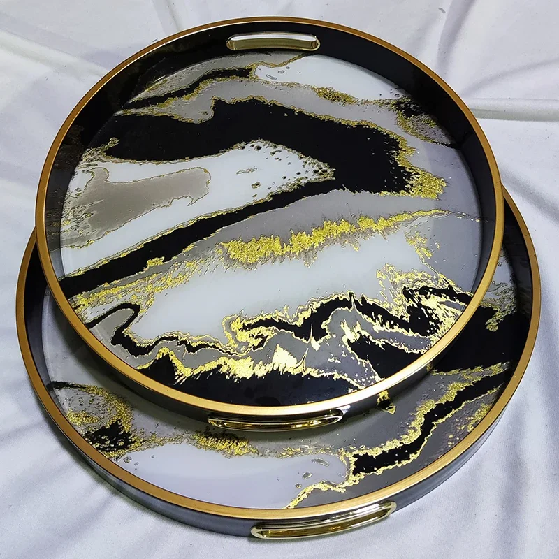 

Круглая стеклянная тарелка для закусок с деревянным металлическим подносом из полипропилена для сухофруктов, подставка для десерта, подставка для торта, подносы для домашней еды в штучной упаковке