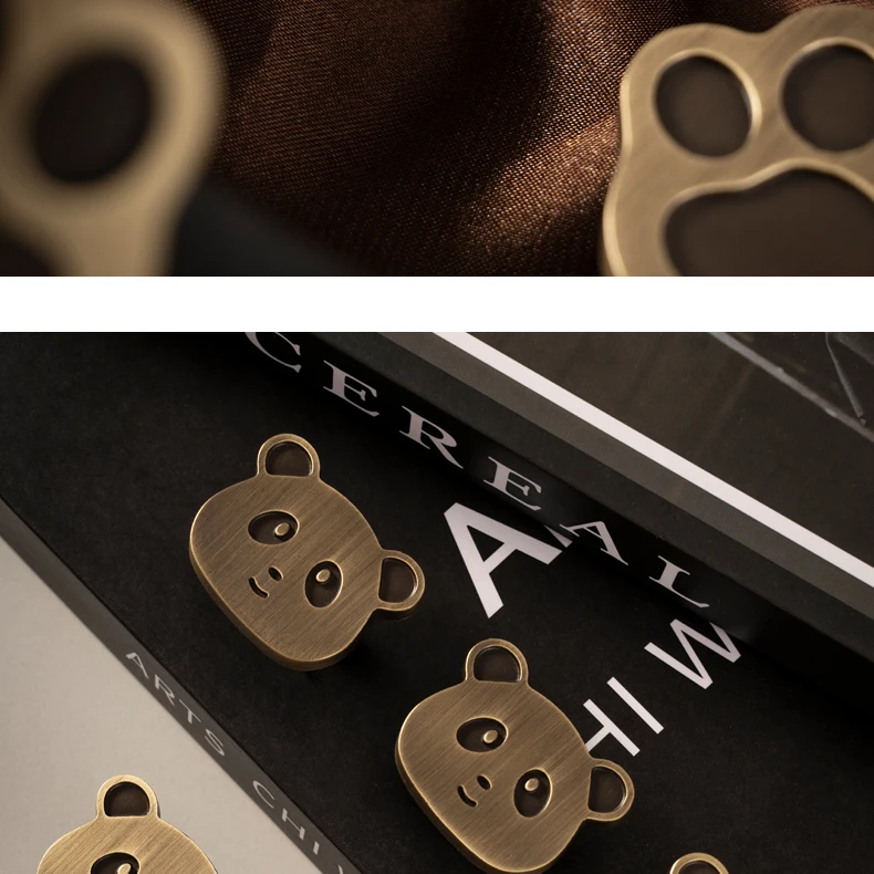 Panda furniture knob in antique brass — product image 6