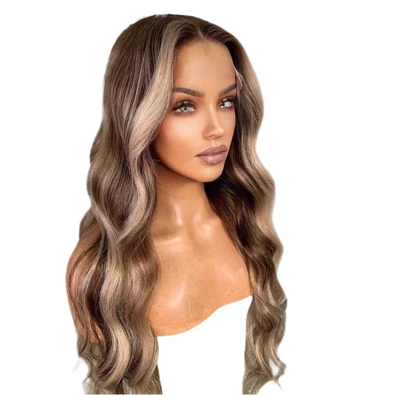 Indian Virgin Human Hair 22 Inches Ombre Color Loose Body Wave full Lace Wigs for Black Woman