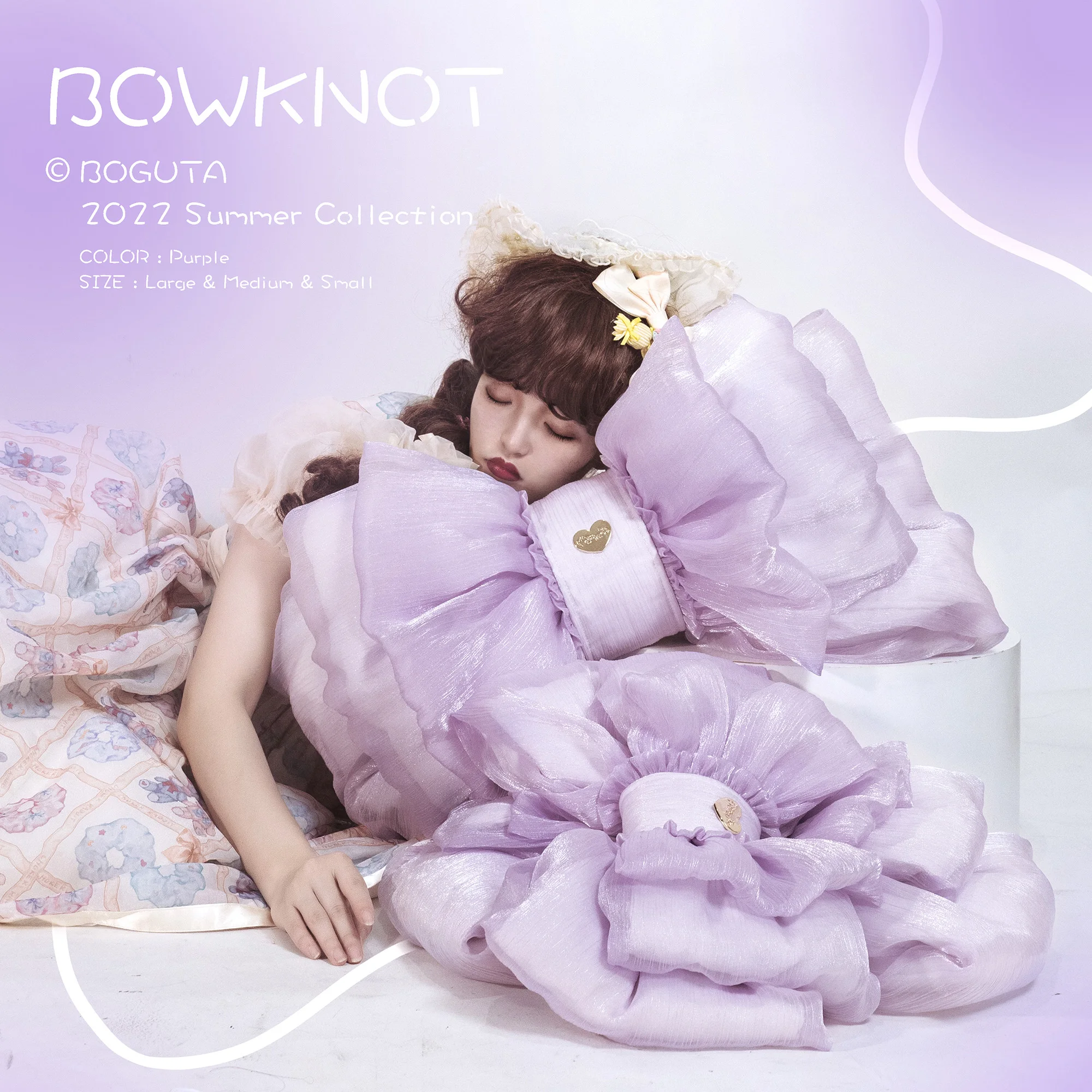 Dophee Original Sweet Girls Mesh Bow Bags Fairy Backpacks Women's Anime Lolita Love Gauze Handbag Daily Photography Shopping