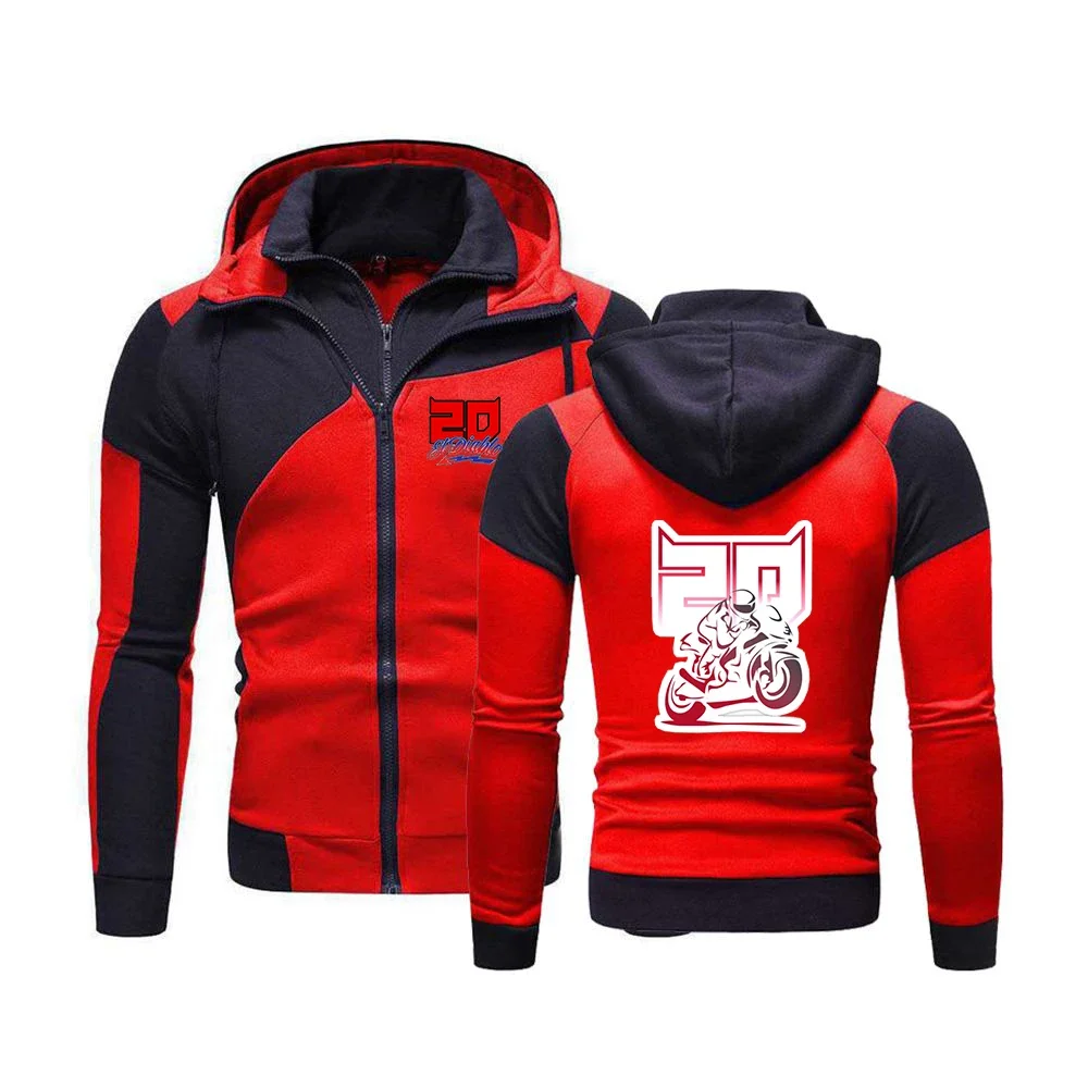 Fabio Quartararo Motorcycle Rider Racing 2023 Spring New Style Men Color Matching Hoodie Warm Sweatshirts Casual Fashion Jacke