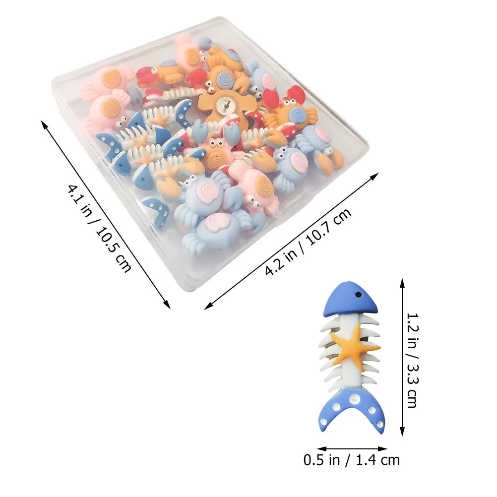 25 قطعة المحيط كراب الراتنج دبابيس الضغط عظم السمك شكل مسامير الإبهام الزخرفية لخريطة لوحة الإعلانات صور جدار مكتب المنزل المدرسة