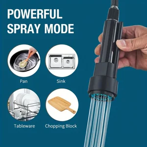 Hoher Bogen zeitgenössischer Kochhahn mit Einzelgurt, mattschwarz, verchromt und gebürstetem Nickel mit 360, 1 Stück ° universellem Teleskoper Spritzer 6 Hauptverkaufskitchen Chrom Tap - №6