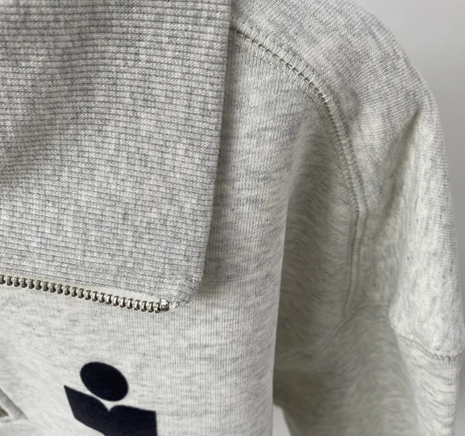New style jacket for niche women, plush semi high neck zipper, loose fleece, pure cotton sweater