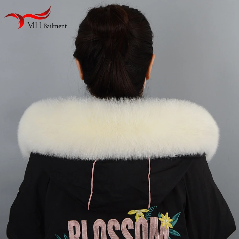 100% Real Fox Fur Collar Oversized Raccoon Fur Collar Custom-made Winter Fur Scarf Headband Jacket Hat Striped Collar Women