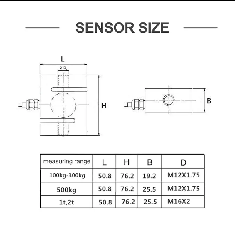 S Type Weighing Sensor Weight Sensor Load Cell +load Cell Indicator display 100kg 200kg 300kg 500kg 2000kg 1 Ton 2T Biosensor