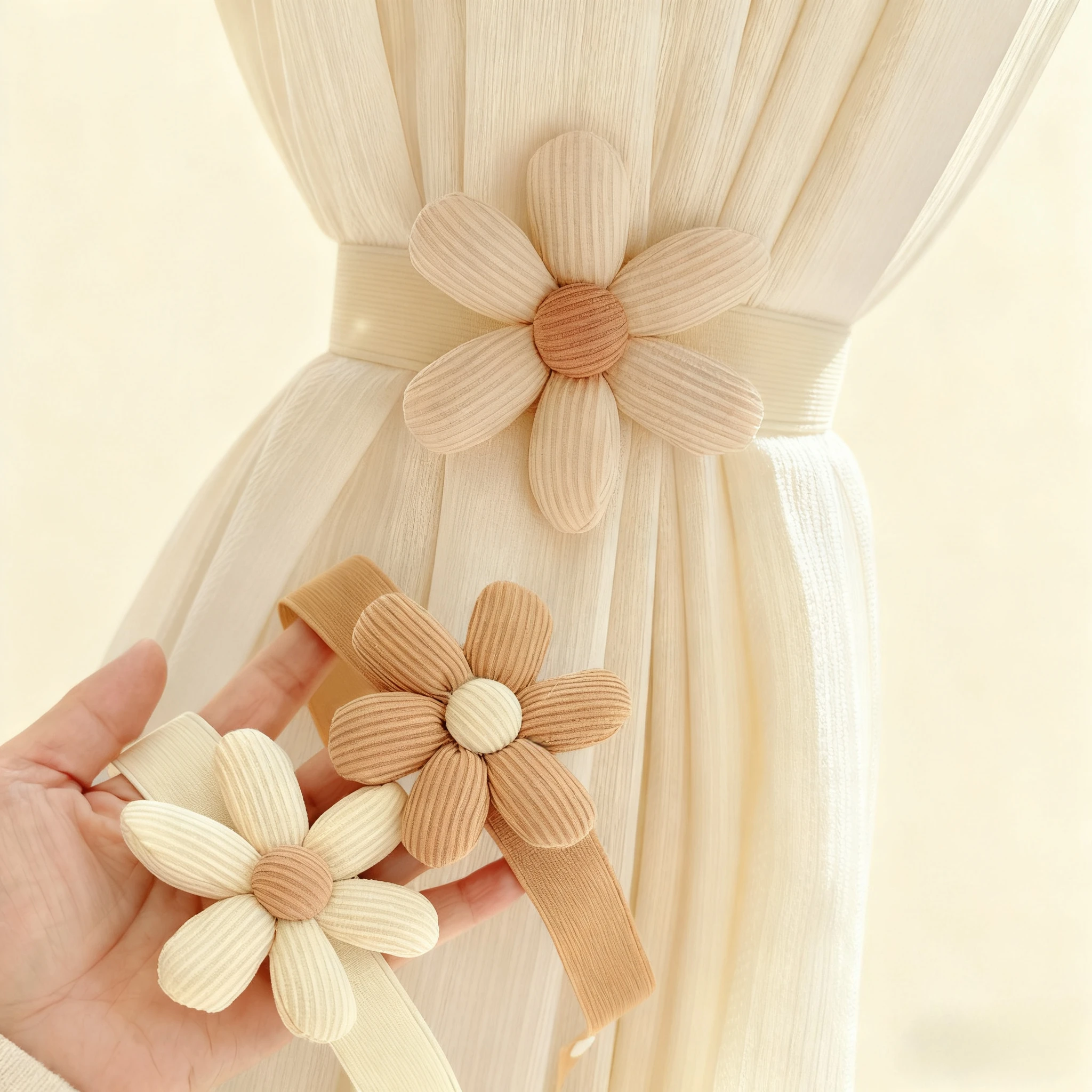 

2pcs Flower Curtain Strap Pair Creative Cotton Curtain Folding Rope Small Fresh Cute Buckle Strap Decorative Accessories