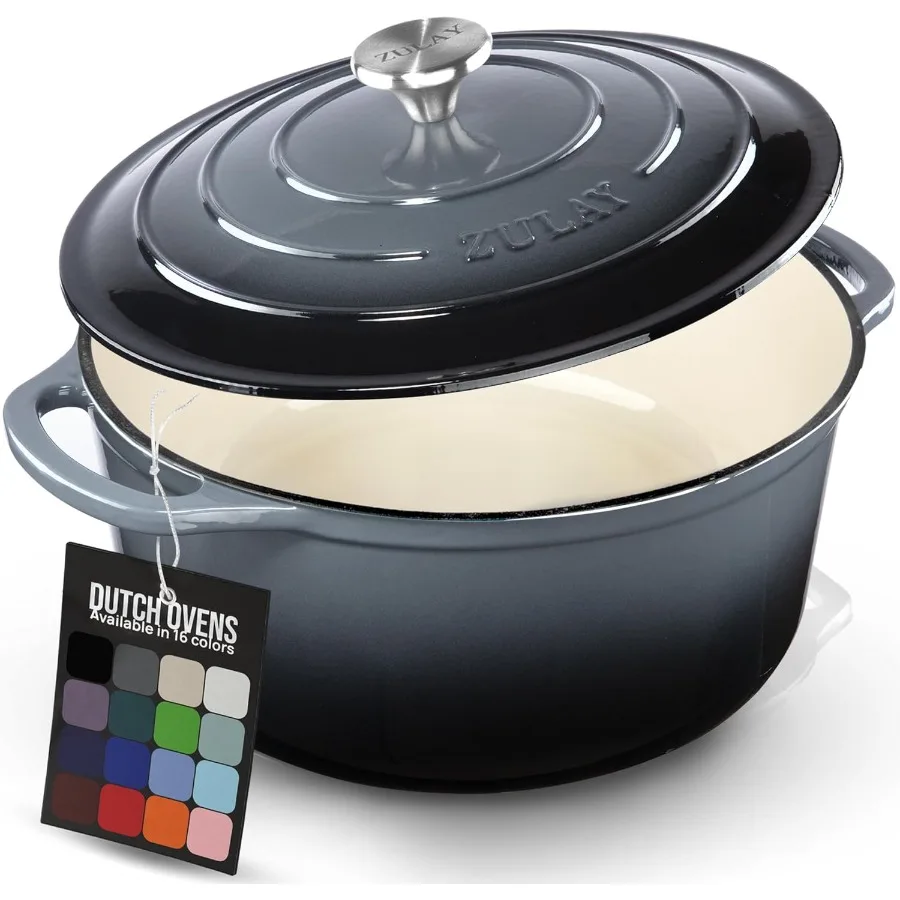 

5 Quart Enameled Cast Iron Dutch Oven Pot with Lid Premium Durability Oven Safe up to 500F Heavy Duty Cookware Perfect for Brea