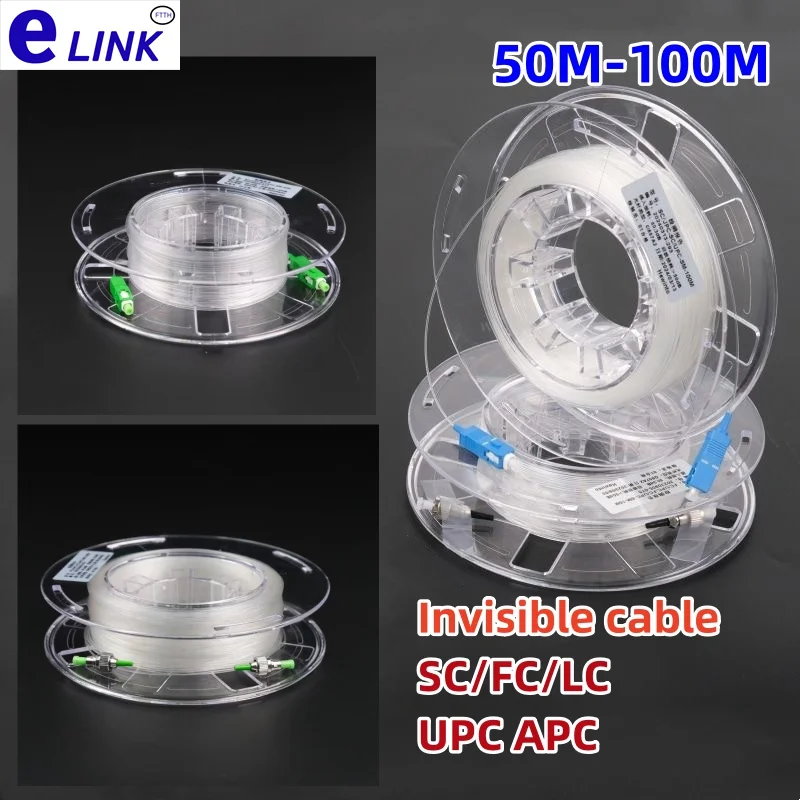 

sc/apc transparent patch cord drum G657A2 50m-100m FC LC fiber optic cable invisible fc/apc singlemode single core jumper 60m80m