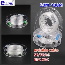 sc/apc transparent patch cord drum G657A2 50m-100m FC LC fiber optic cable invisible fc/apc singlemode single core jumper 60m80m