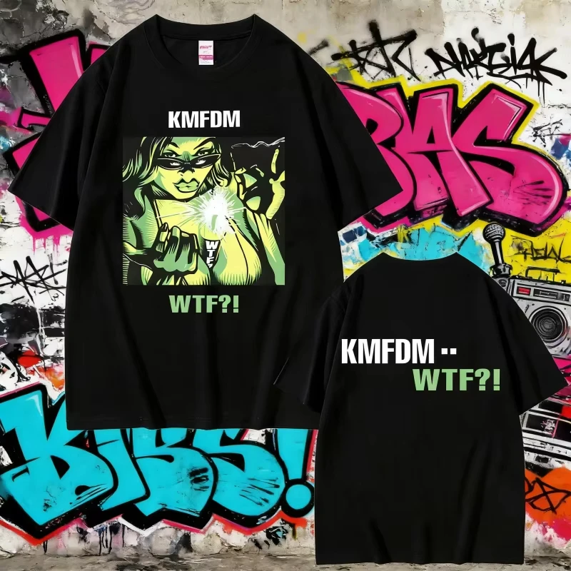 

26 Summer Limited Rock Band Kmfdm WTF Graphic Print T-shirt Men Women Vintage Gothic Punk Male Casual Pure Cotton T Shirts Tops