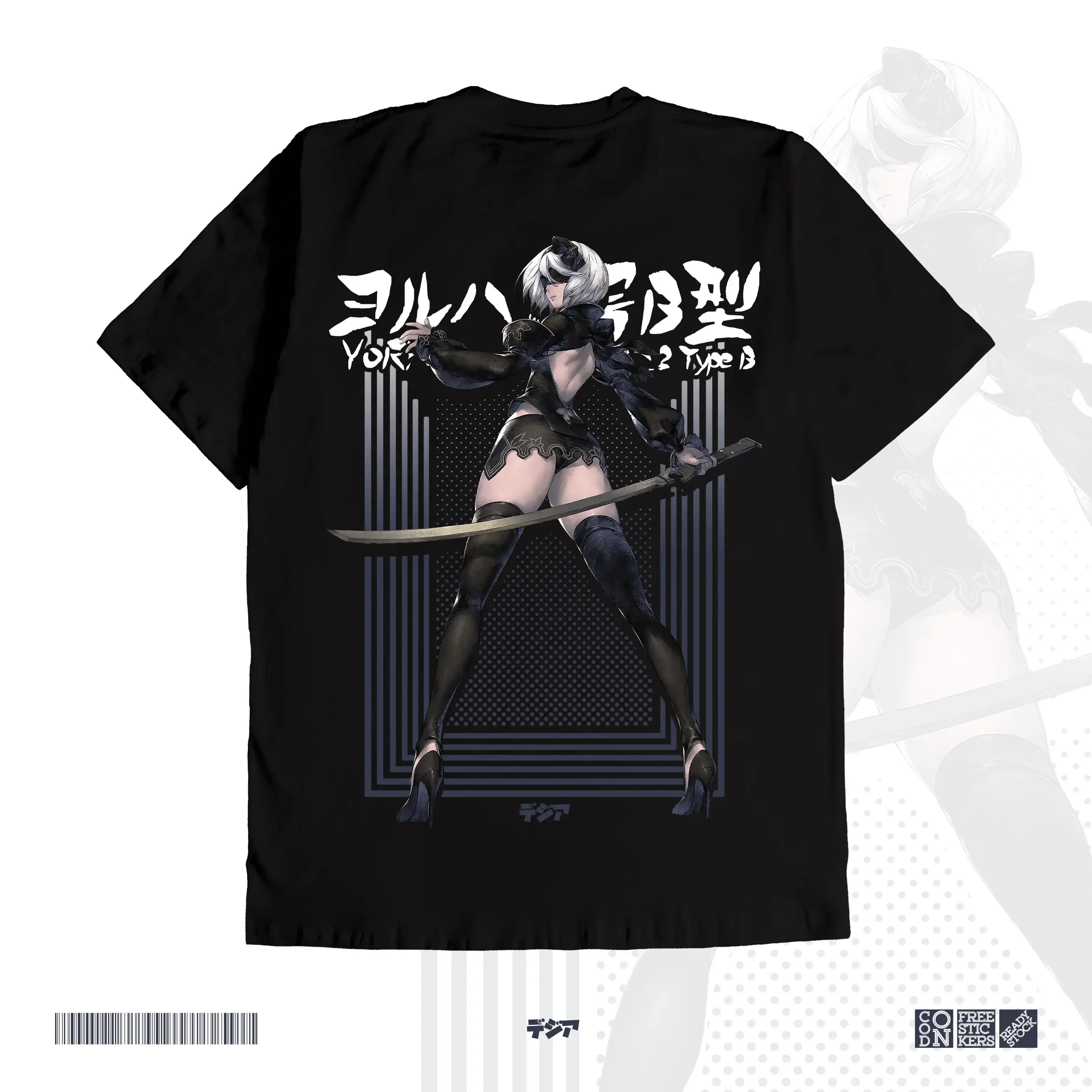 2B YORHA NO 2 TYPE B NIER AUTOMATA GAME Kaos Anime Manga Baju T-Shirt Jepang DJA Cloth