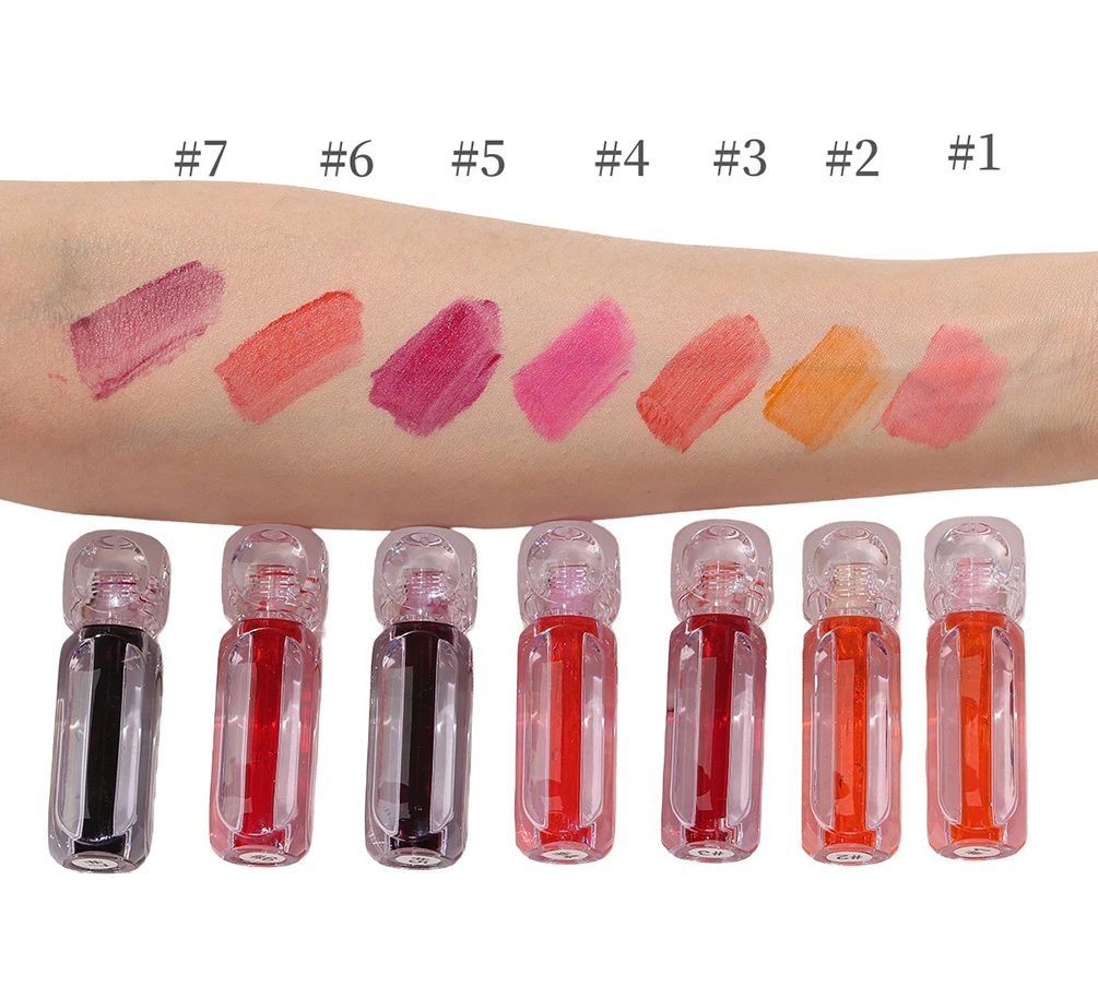 5ml 개인 라벨 7 색 젤리 립 색조 맞춤형 로고 입술 뺨 아이 섀도우 3 방향 오래 지속되는 립스틱 방수 안료 메이크업