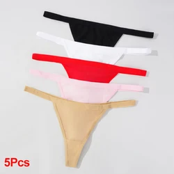 5PCS/Set Women Cotton G-string Panties Thongs Sexy Underwear Pantys Low-Waist Femme Underpants T-back Girl Lingerie M-XL