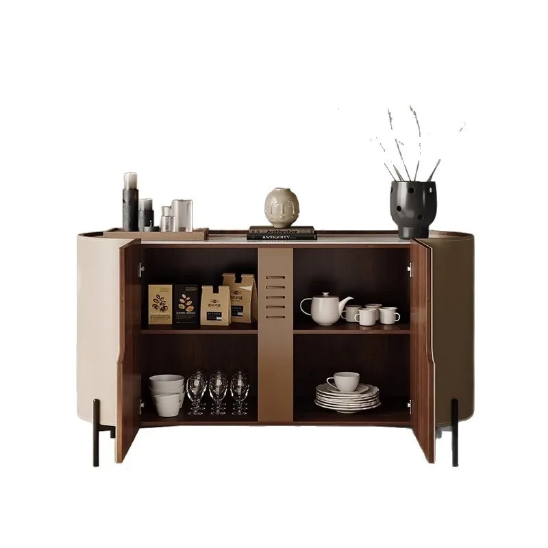 

Saddle skin rock slab dining side cabinet Modern simple living room locker Tea cabinet Household home