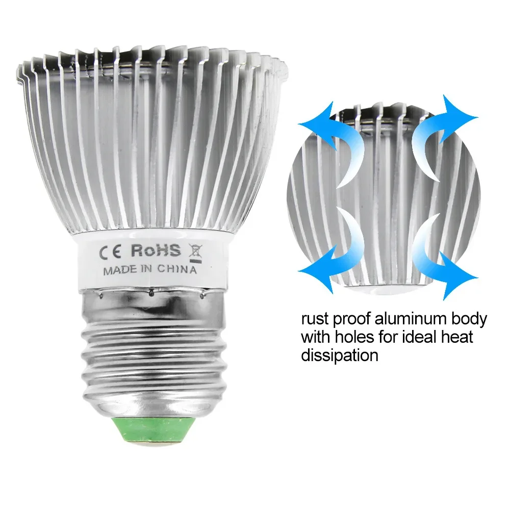 Bombilla de lámpara de cultivo de 220V E27 E14 GU10 espectro completo 18LED 28LED luz de cultivo de carcasa de aluminio para el crecimiento de plantas en macetas de interior