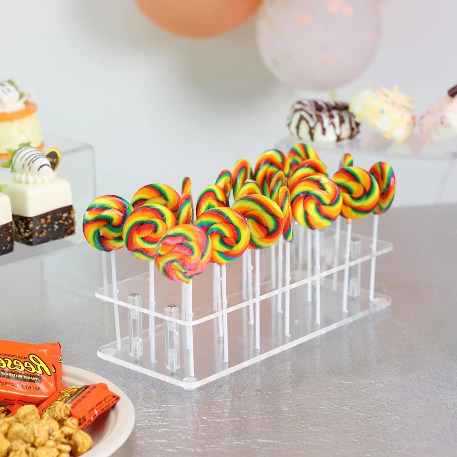 Acrylic Cake Pop Display Stand, 20/21 Hole Clear Lollipop Holder for Weddings Christmas Birthday Parties Halloween Candy Decor