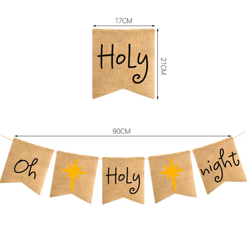 17 سنتيمتر x 21 سنتيمتر أوه ليلة المقدسة مطبوعة الخيش راية عشية عيد الميلاد زينة المنزل رف الموقد ساحة حفلة ريفي عطلة الرايات
