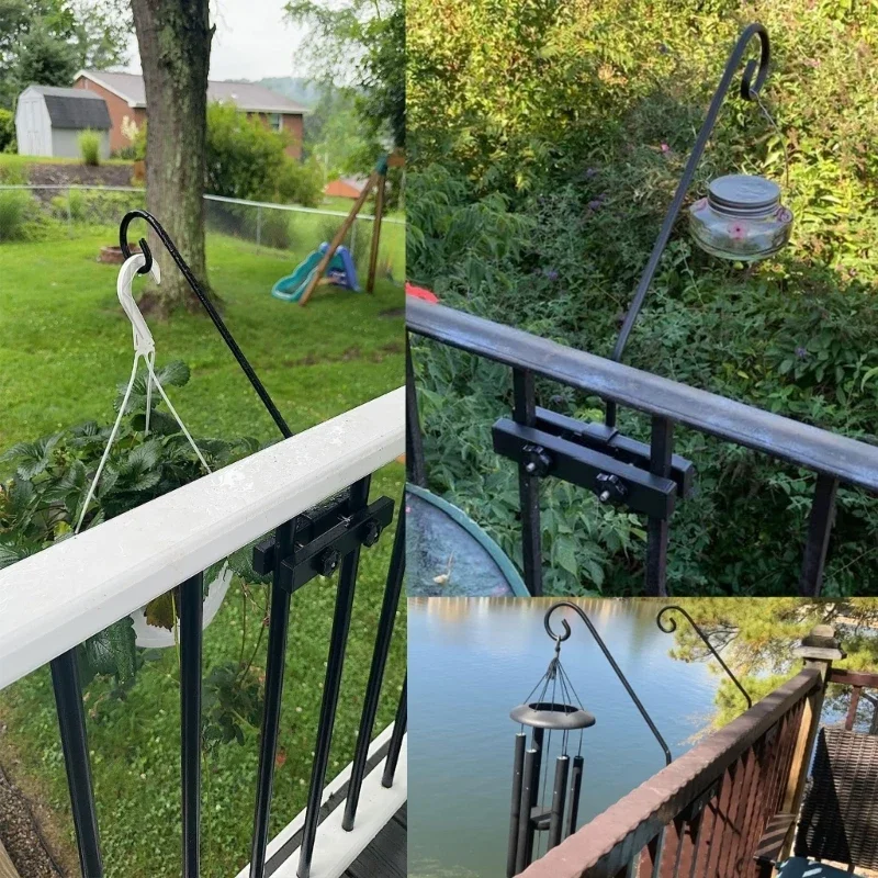 

Heavy Duty Fence Deck Hook Bird Feeders Hanger Balcony Railing Hook for Hanging Bird Feeders Plant Easy to Install Y5GB