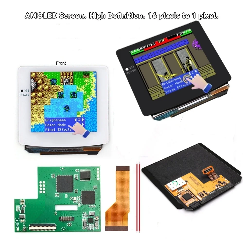 GBC 터치 버전용 라미네이팅 AMOLED OLED 스크린, OSD 내장형 레트로 픽셀 스크린, GBC 게임보이 컬러용 간편 설치