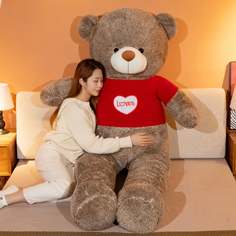 80cm/100cm Kawaii Teddy Bear With Love Sweater Stuffed Animal Toy Plush Doll Soft Hug Bear Pillow Lover Xmas Gift For Children