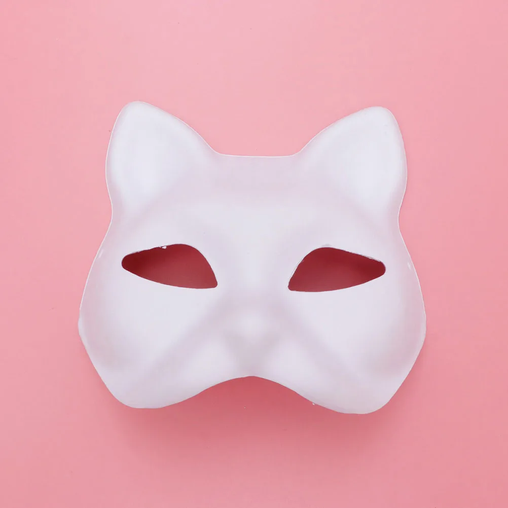 

12pcs Hand Painted Pulp Masks DIY Blank Cat Face Masquerade Halloween Party Japanese Cosplay Animal Prom Safe Reliable