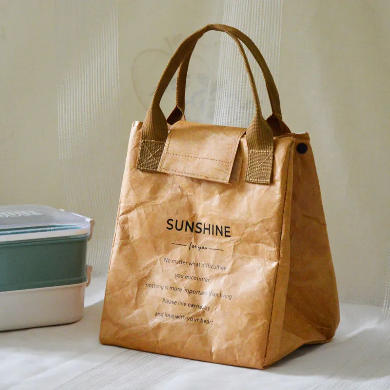 Paper Lunch Bag Waterproof Insulation Bag Lengthen and Thicken Aluminum Foil Japanese Handbag Office Worker Student