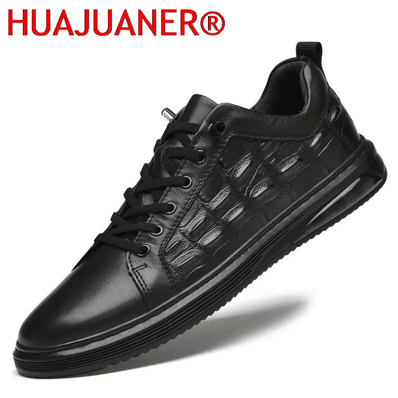 

Sneaker Luxe Men's Shoes Genuine Leather Casual Footwear High Quality White Sneakers Men Lace-up Luxury Brand Skateboard Shoes