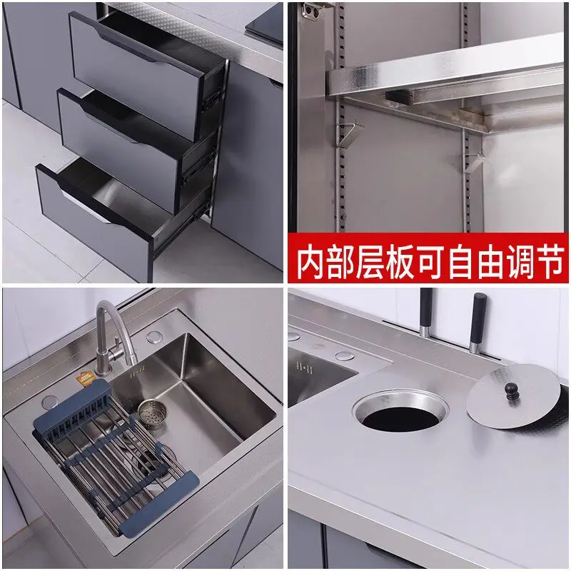 Stainless steel countertop sink single and double sink vegetable basin storage operation stove integrated