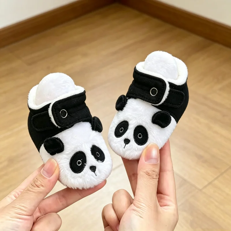 Baby Learning Walk Shoes, 3 Cartoon Animal Fleece Baby Winter Booties, Snap Button Soft Warm Unisex Footwear 0-1 Year