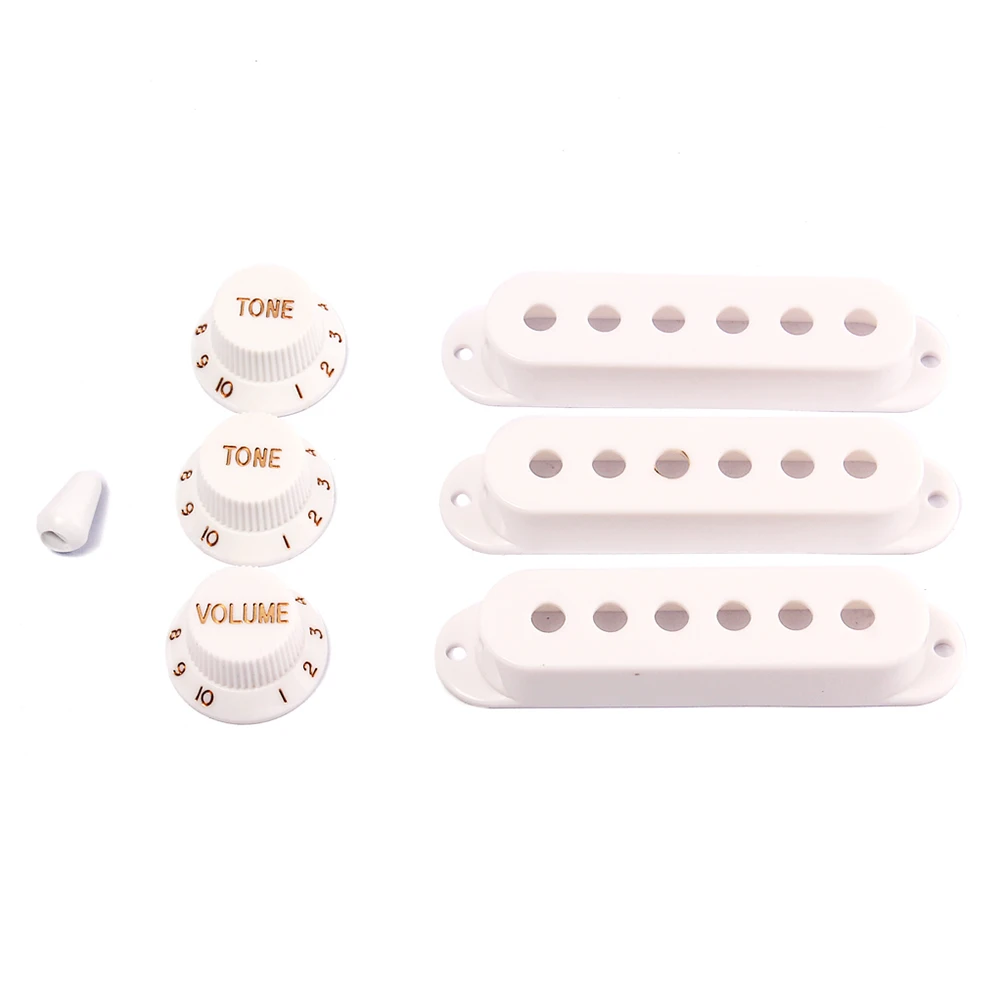 

Pickup Covers Volume Tone Knobs Switch Tip Plastic Electric Guitar Parts Accessories Replacement White