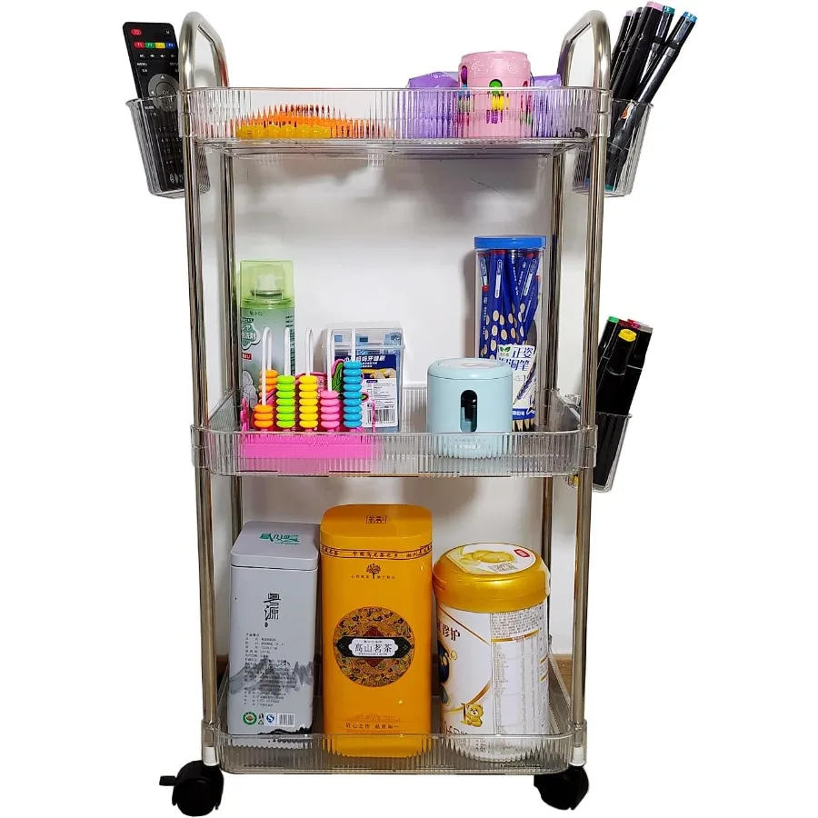 

Narrow Places 3 Tier Transparent Bathroom Rolling Storage Cart Clear Toilet Side Storage Shelf Tight Spaces Organizer Rack Mobi