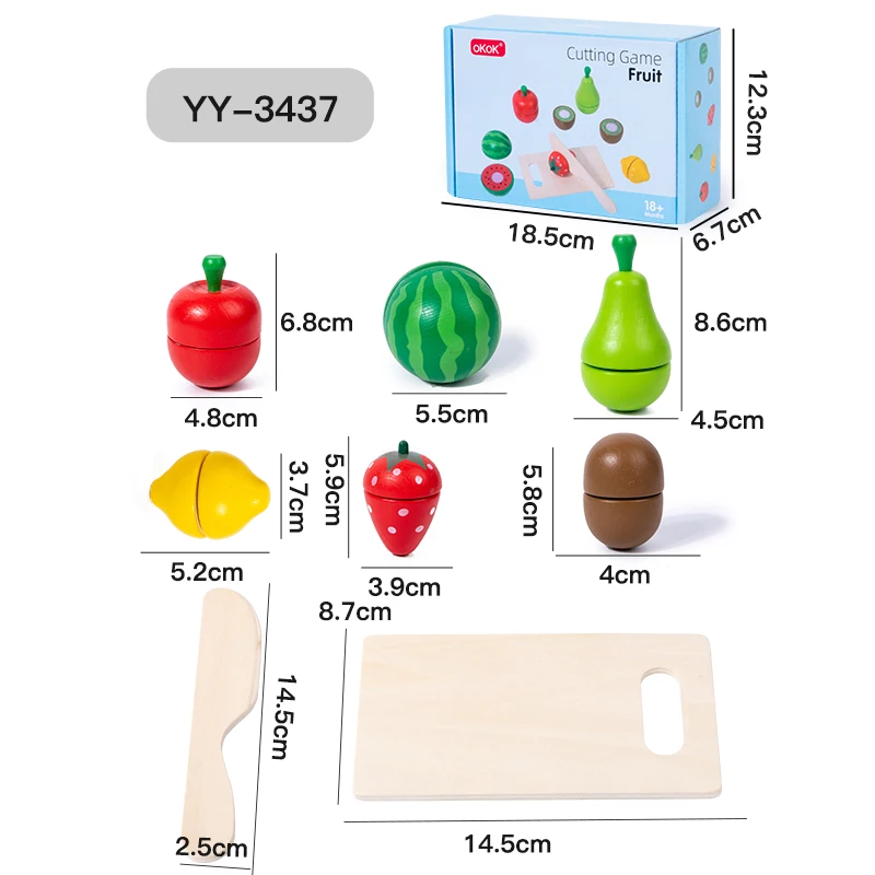 Drewniane zabawki kuchenne do zabawy w udawanie, symulacja jedzenia, akcesoria do zabawy w kuchnię, zabawki Montessori, zestaw do krojenia owoców i warzyw dla dzieci, prezent.