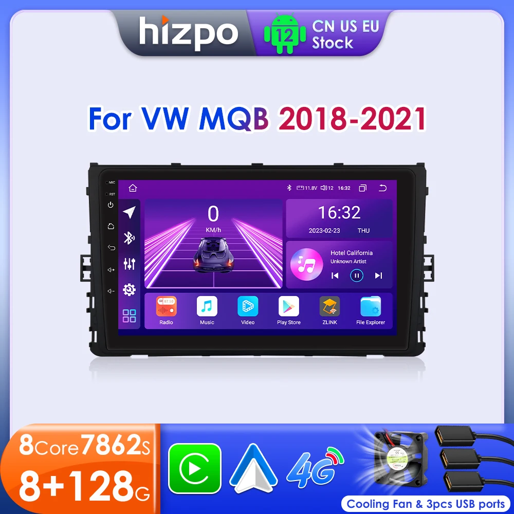 Hizpo Car Multimedia Player For VW Volkswagen MQB Polo Plus/T-Cross/Zoals T-Kruis/T- Roc Carplay GPS Android Auto Stereo DSP RDS