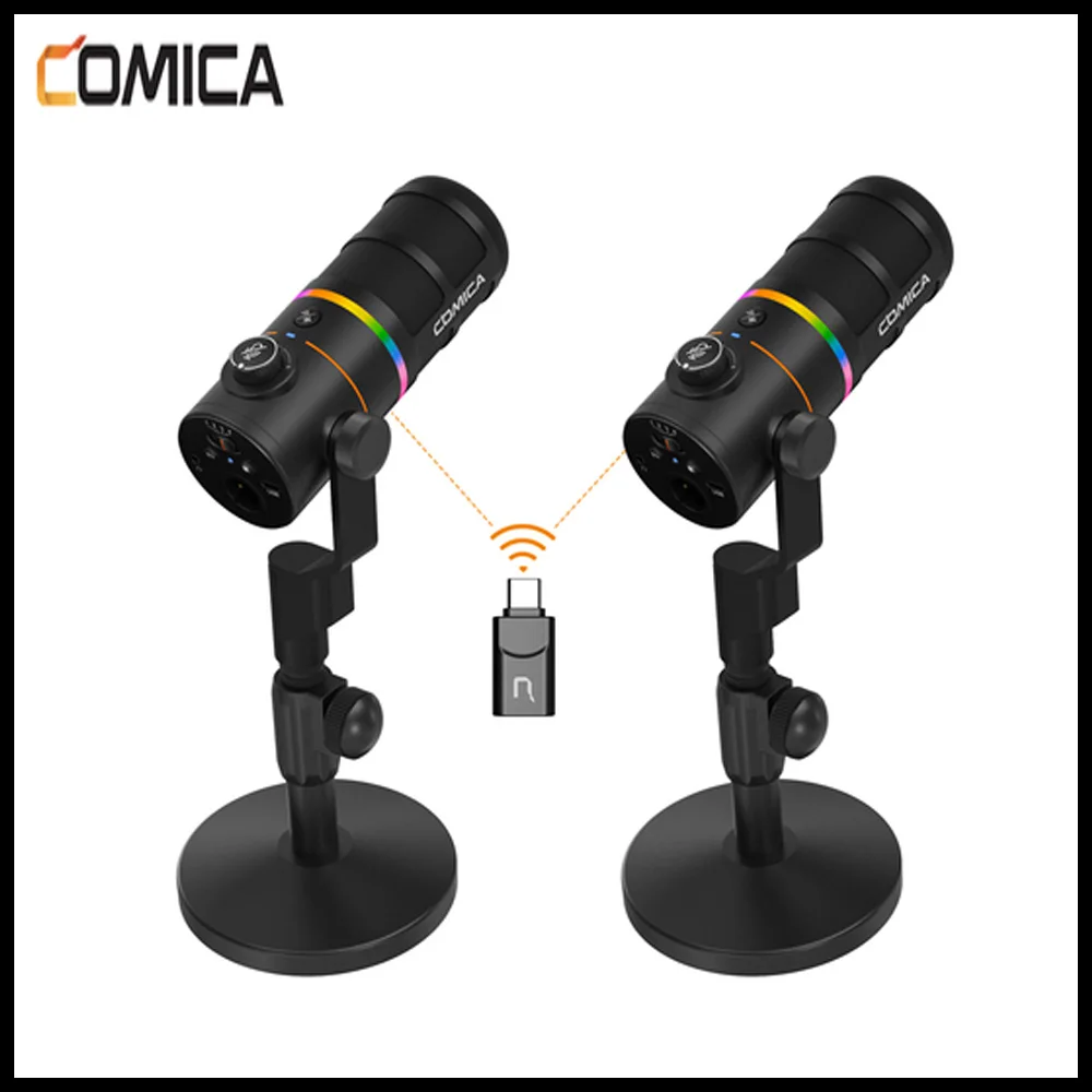 

Comica D10 PRO COMBO Cardioid USB/XLR Dynamic Wireless Microphone PC Computer Gaming Streaming Mic with RGB Light for Streaming